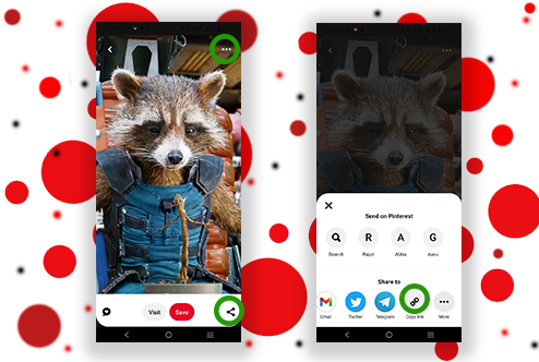 Méthode de copie du lien Pinterest depuis la section Parcourir